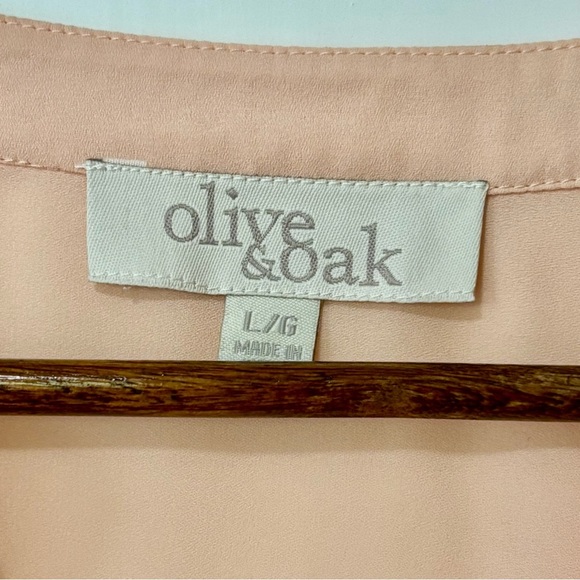Olive & Oak| Light Peach Long Sleeve Lightweight Blouse w/Black Trim Sz L - Picture 4 of 4